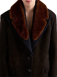 Suede and Shearling Caban Jacket