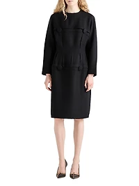 Chevron Wool Dress With Belt