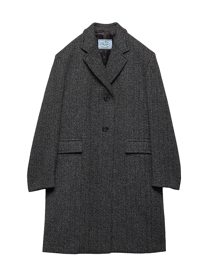 Single Breasted Chevron Wool Jacket