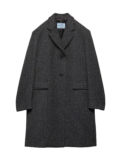Single Breasted Chevron Wool Jacket