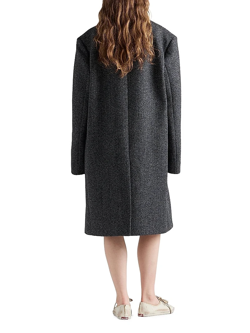 Single Breasted Chevron Wool Jacket
