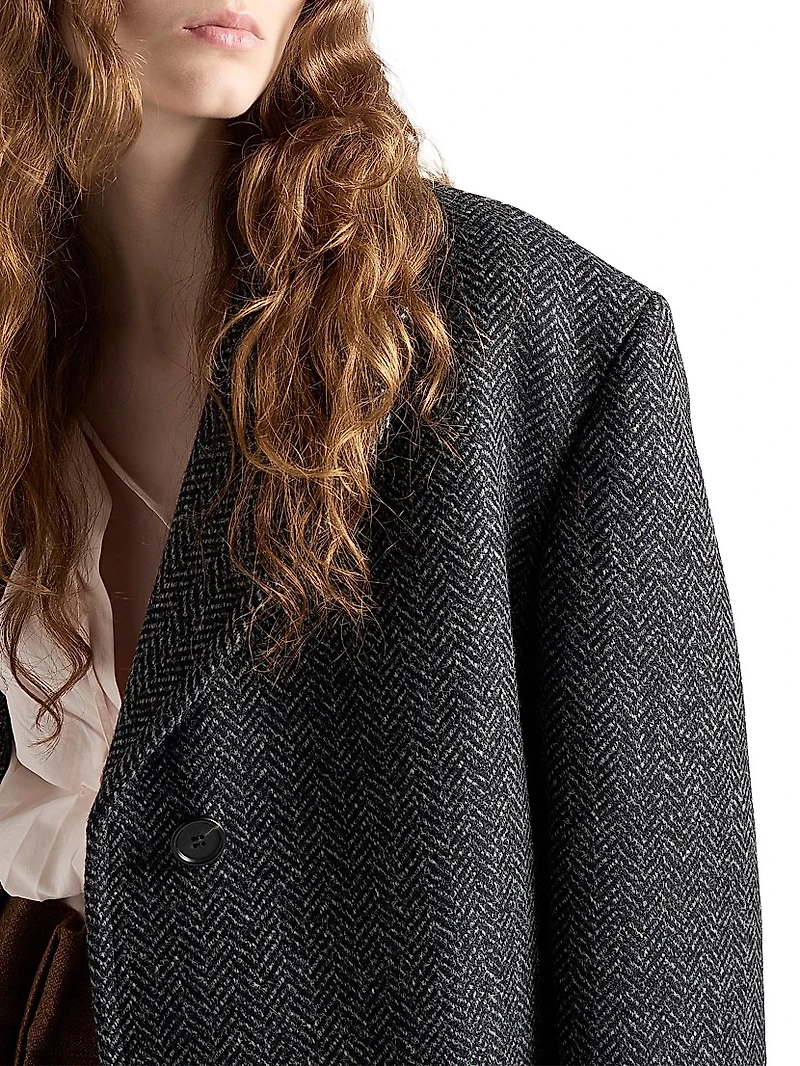 Single Breasted Chevron Wool Jacket