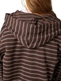 Striped Cotton Fleece Hoodie Jacket
