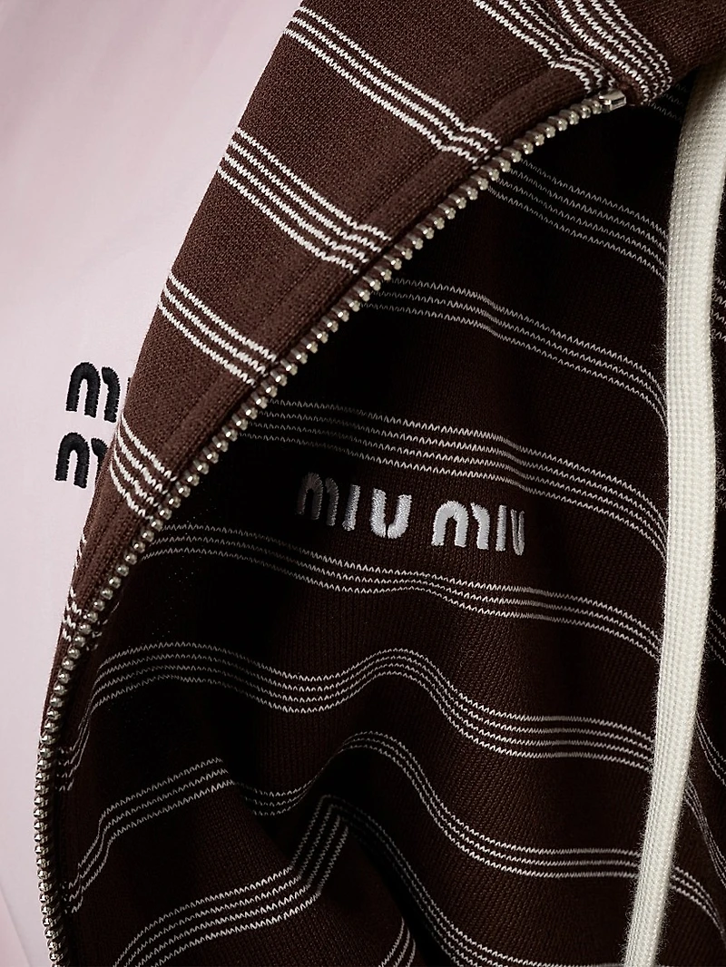 Striped Cotton Fleece Hoodie Jacket