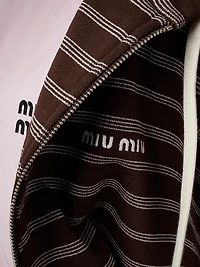 Striped Cotton Fleece Hoodie Jacket