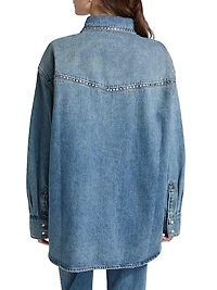 Neo-Nostalgia Texas Blue Studded Denim Oversized Shirt