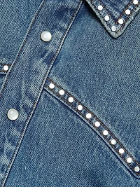 Neo-Nostalgia Texas Blue Studded Denim Oversized Shirt