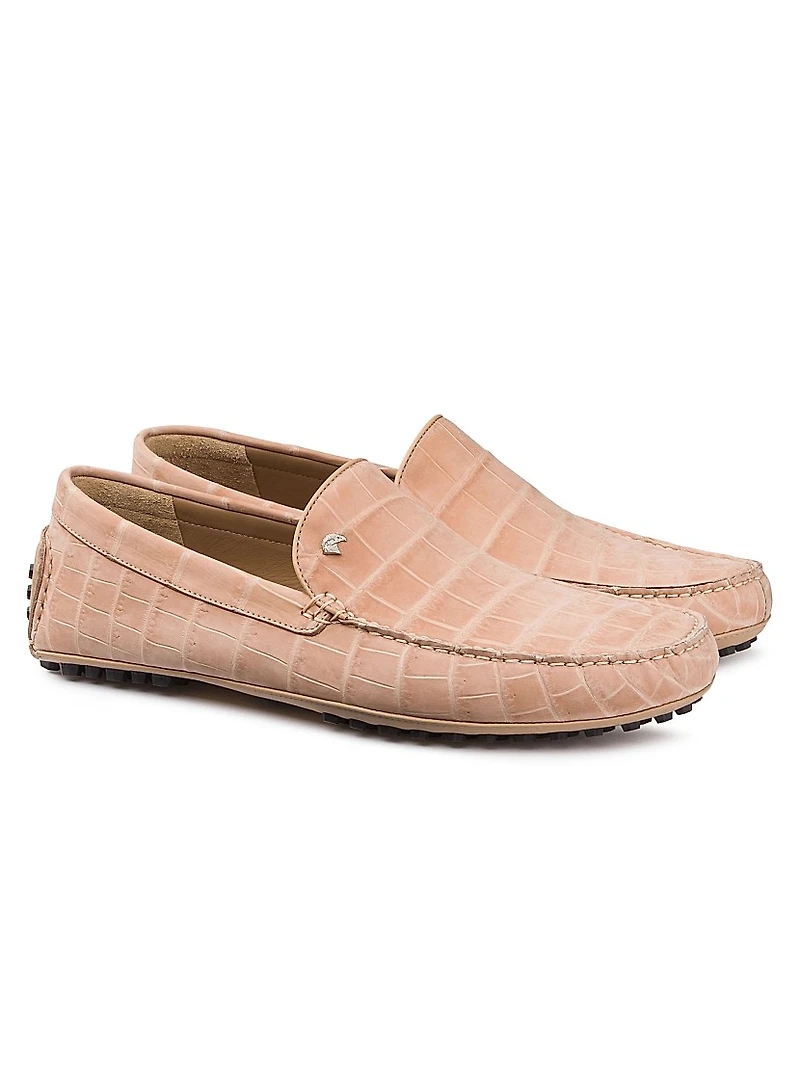Nubuck Crocodile and Calfskin Leather Loafers