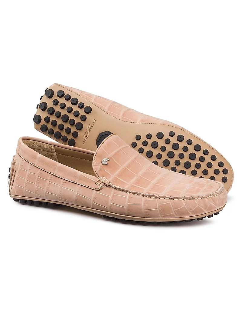 Nubuck Crocodile and Calfskin Leather Loafers