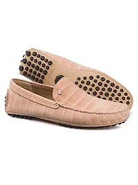 Nubuck Crocodile and Calfskin Leather Loafers