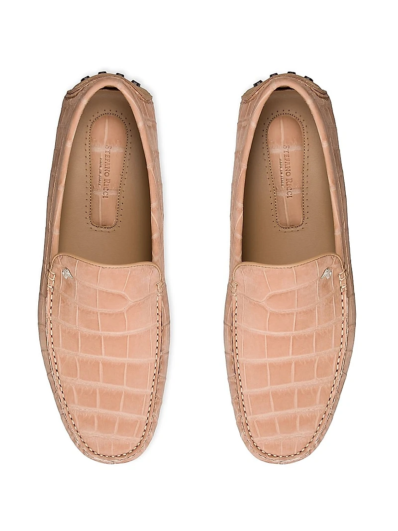 Nubuck Crocodile and Calfskin Leather Loafers