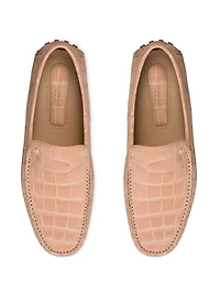 Nubuck Crocodile and Calfskin Leather Loafers