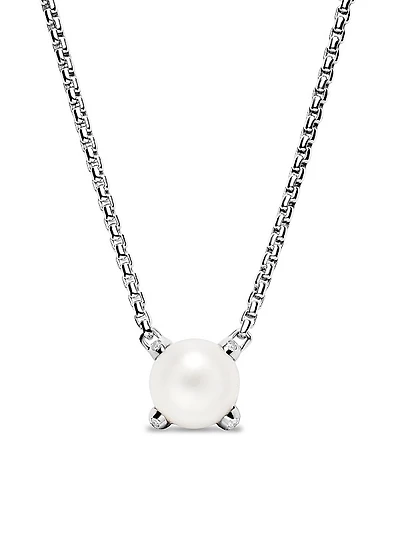 Pearl Classics Necklace in Sterling Silver with Diamonds