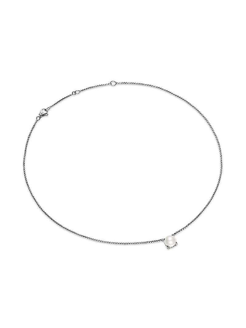 Pearl Classics Necklace in Sterling Silver with Diamonds