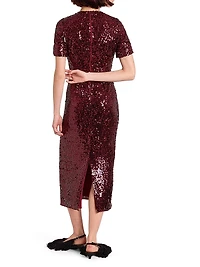 Sequined Short-Sleeve Cocktail Dress