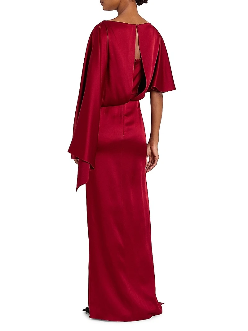 Satin Embellished Draped Gown