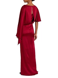 Satin Embellished Draped Gown