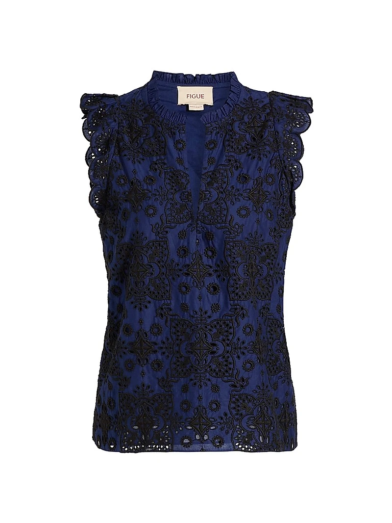 Maris Embroidered Cotton Top