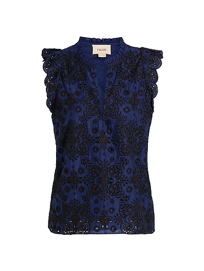 Maris Embroidered Cotton Top