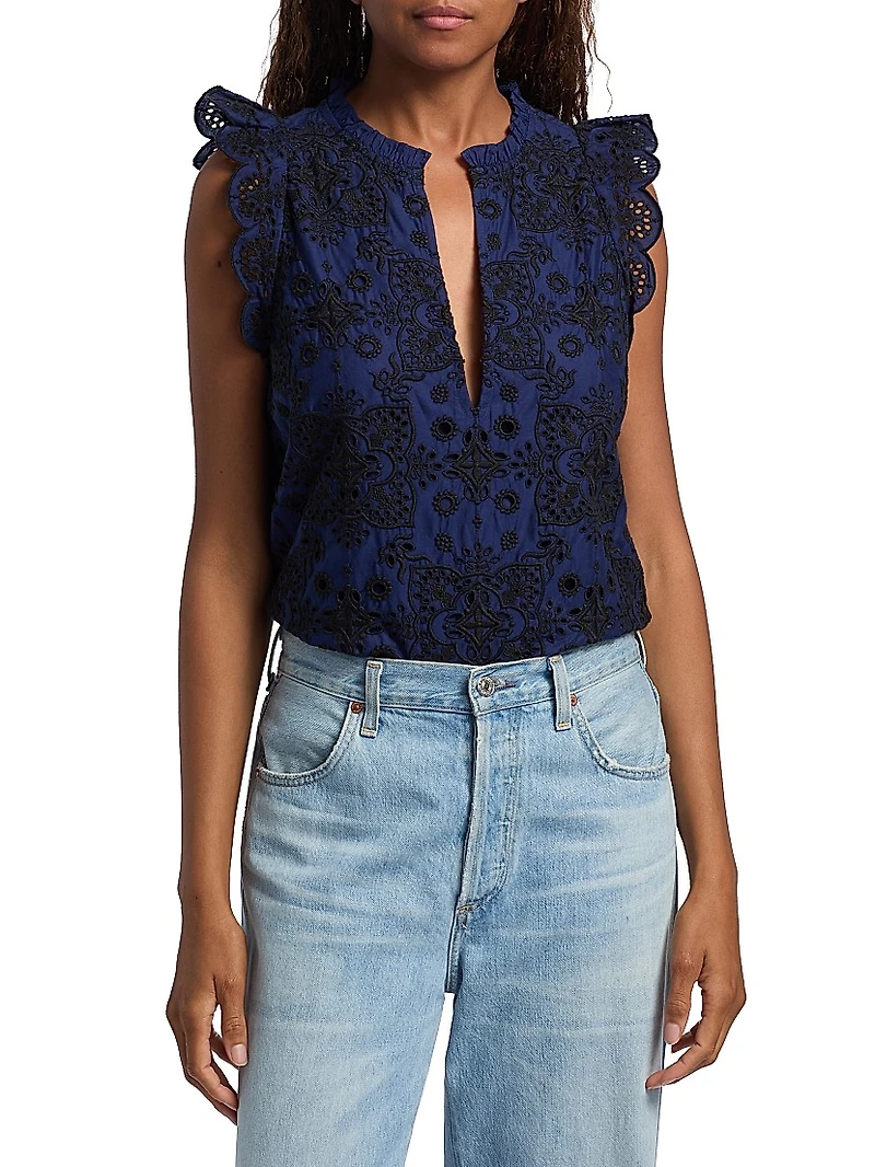 Maris Embroidered Cotton Top