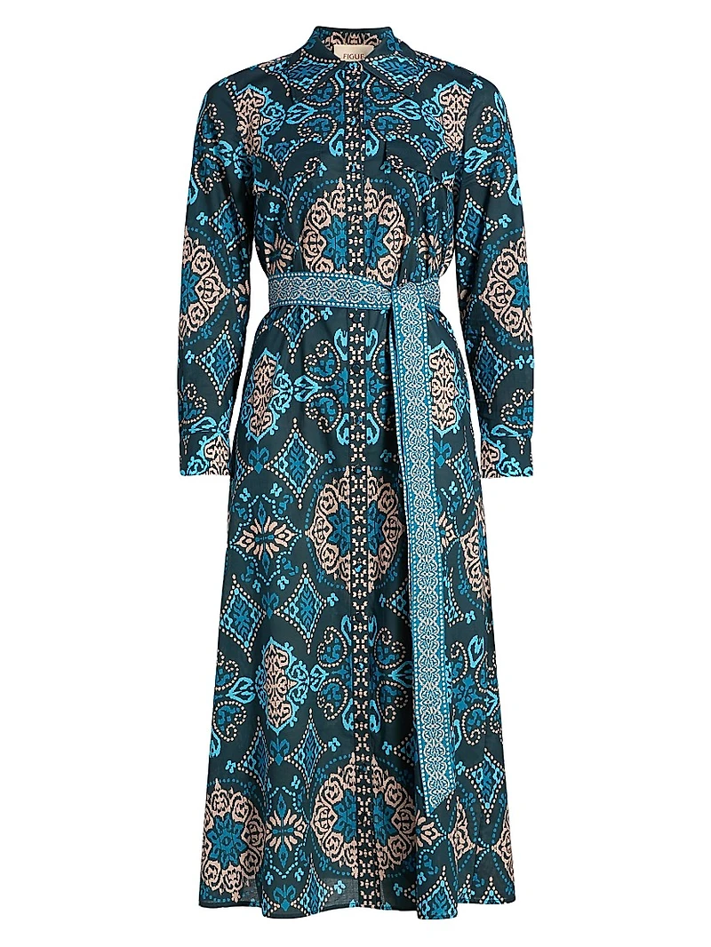 Bassa Medallion Cotton Midi-Shirtdress