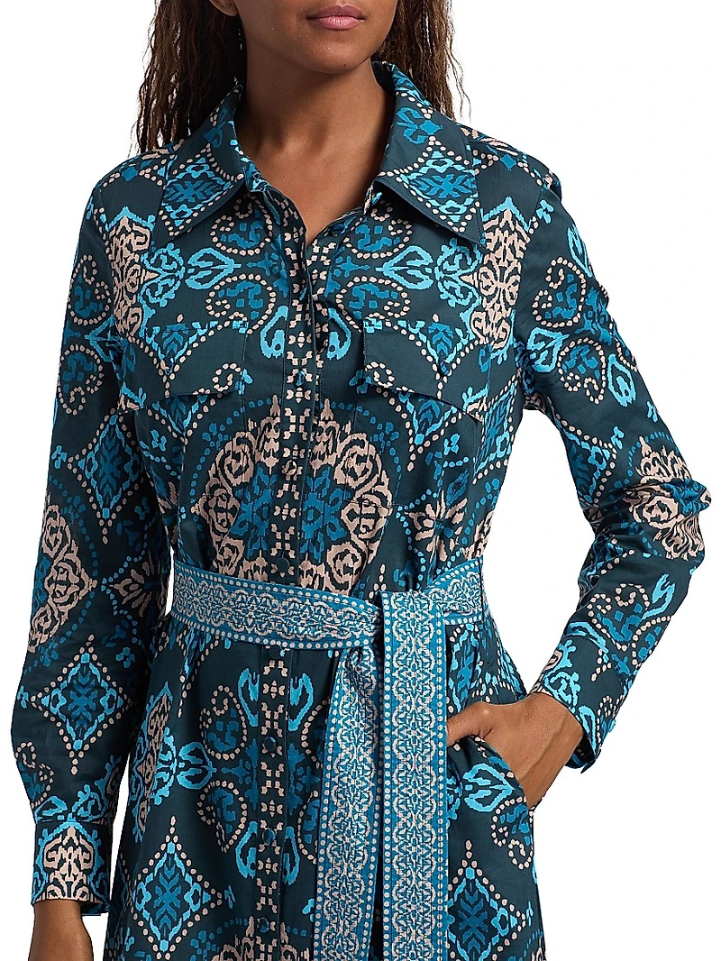 Bassa Medallion Cotton Midi-Shirtdress