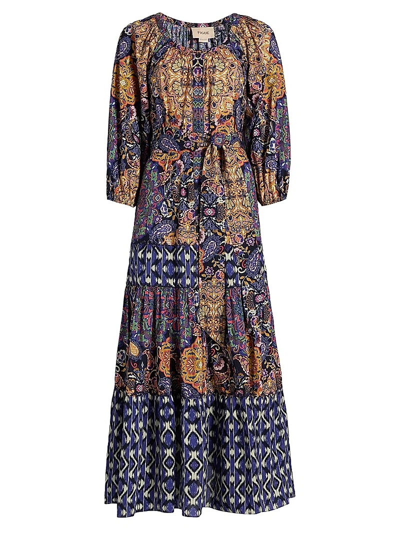 Johanna Multi-Print Cotton Maxi Dress