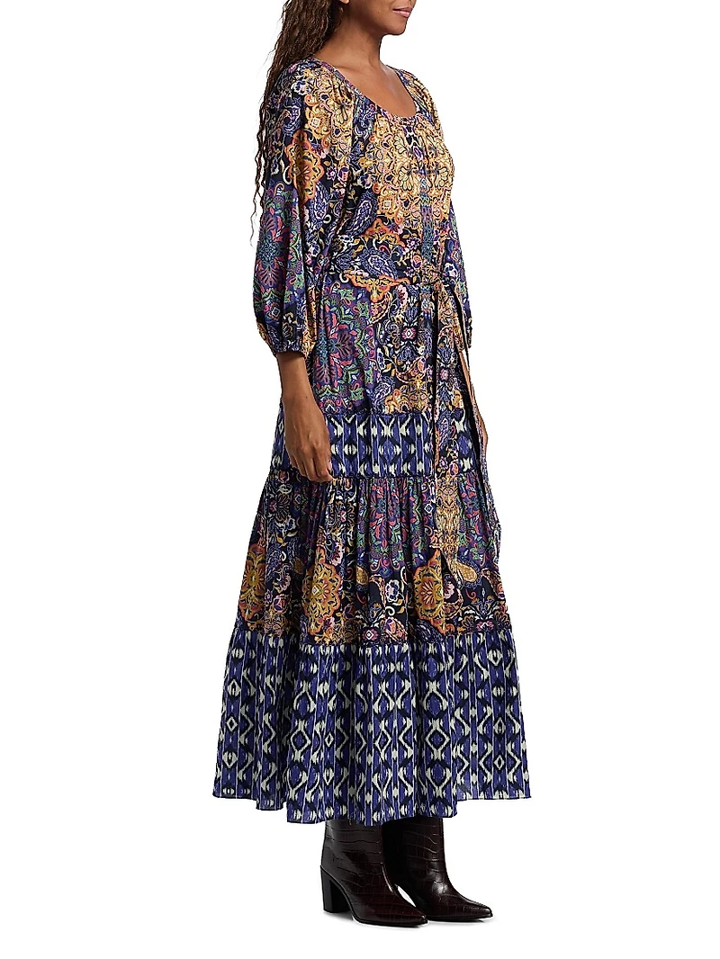 Johanna Multi-Print Cotton Maxi Dress