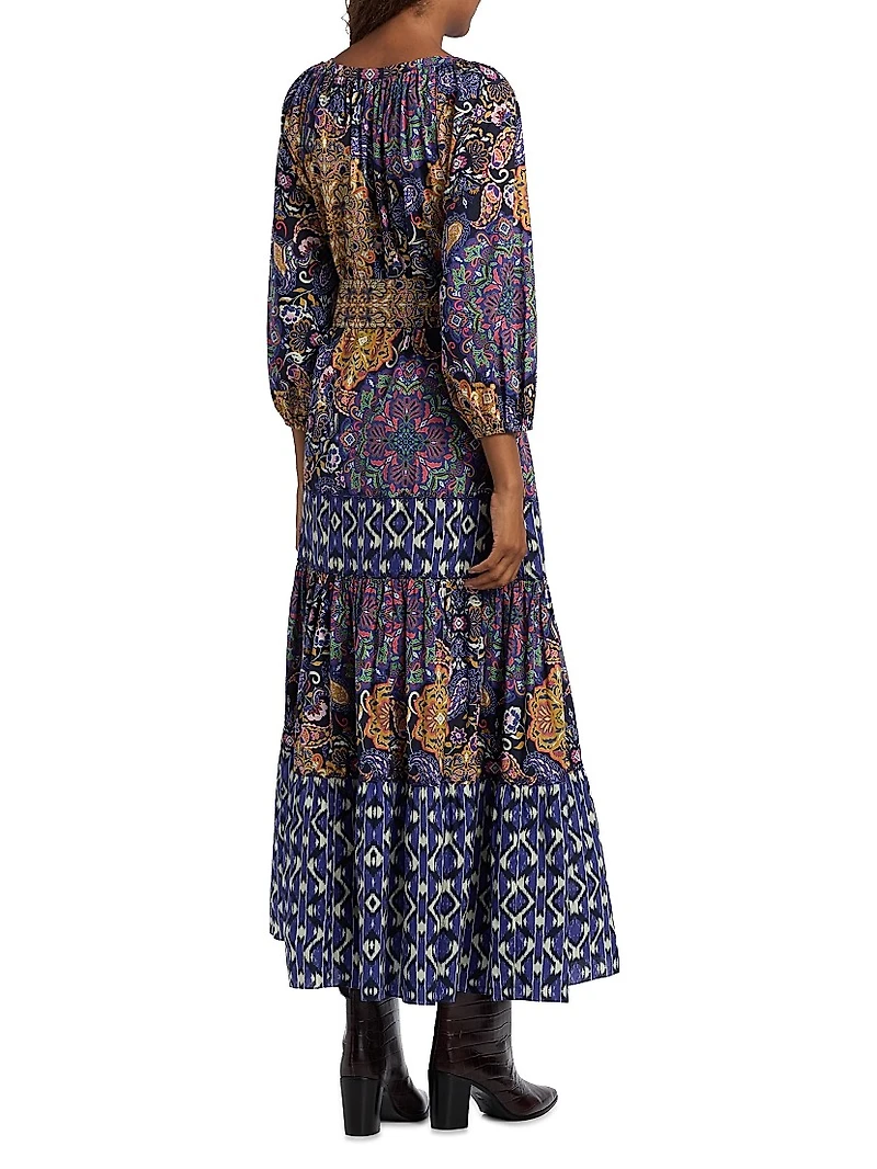 Johanna Multi-Print Cotton Maxi Dress