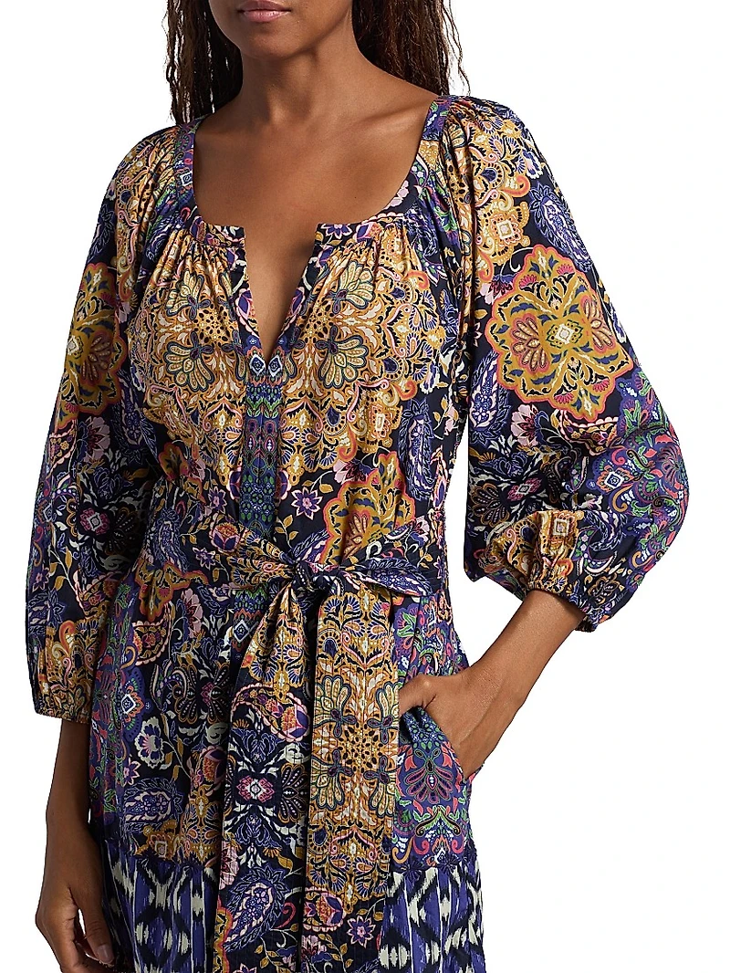 Johanna Multi-Print Cotton Maxi Dress