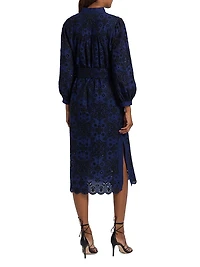 Clove Embroidered Belted Midi-Dress