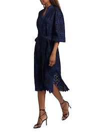 Clove Embroidered Belted Midi-Dress