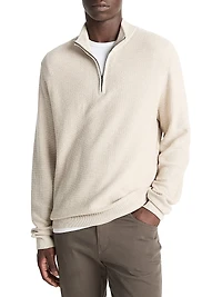 Geo-Jacquard Quarter-Zip Sweater