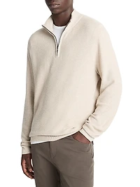 Geo-Jacquard Quarter-Zip Sweater
