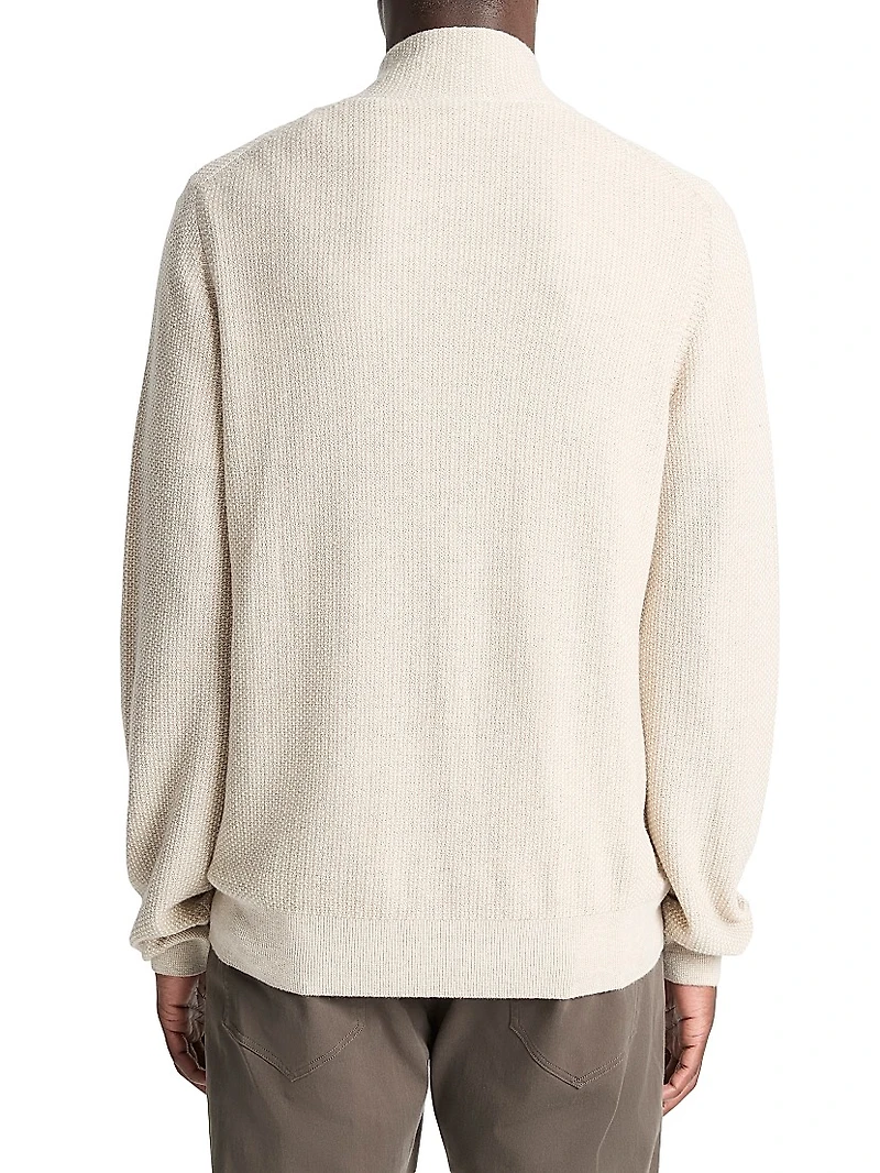 Geo-Jacquard Quarter-Zip Sweater