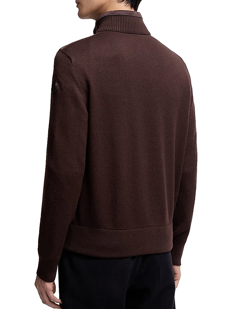 Cardigan Wool and Suede