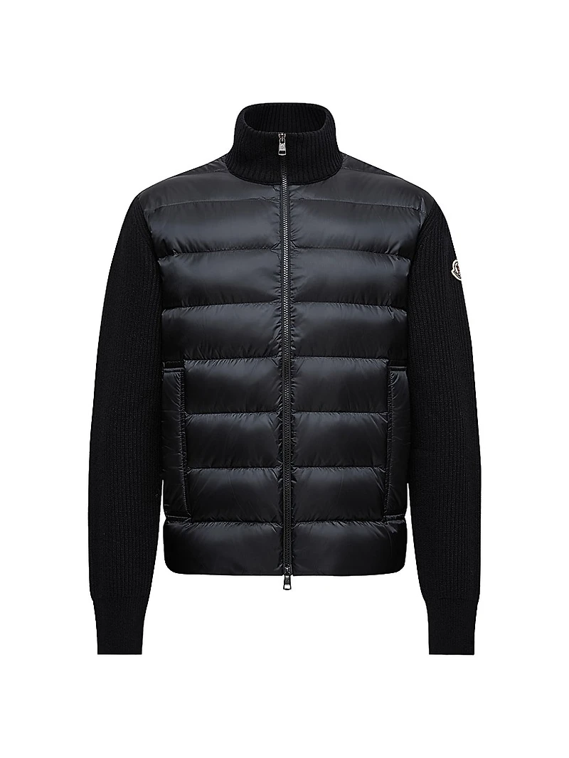 Down-Filled Zip-Up Cardigan Wool and Cashmere