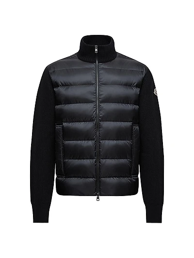 Down-Filled Zip-Up Cardigan Wool and Cashmere