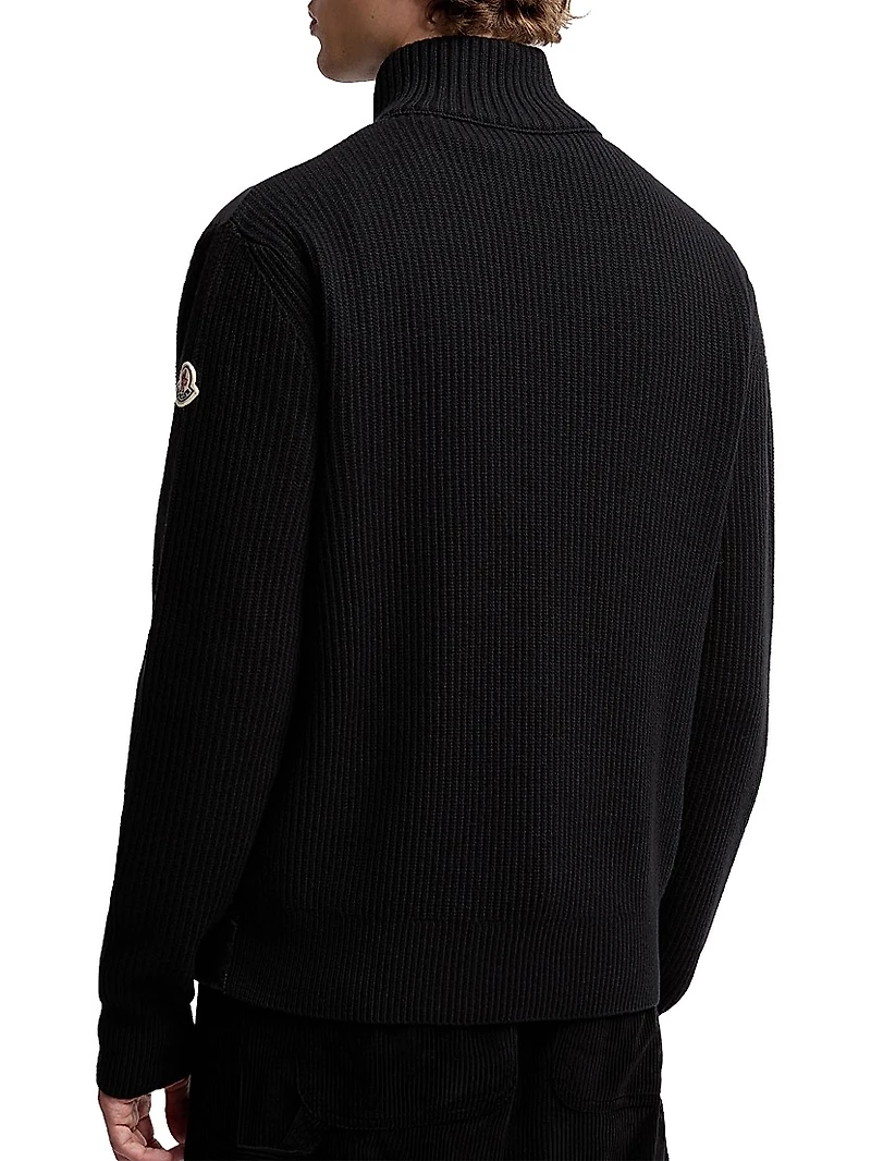 Down-Filled Zip-Up Cardigan Wool and Cashmere