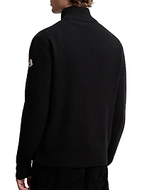 Down-Filled Zip-Up Cardigan Wool and Cashmere