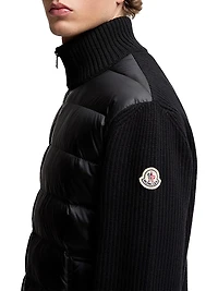 Down-Filled Zip-Up Cardigan Wool and Cashmere