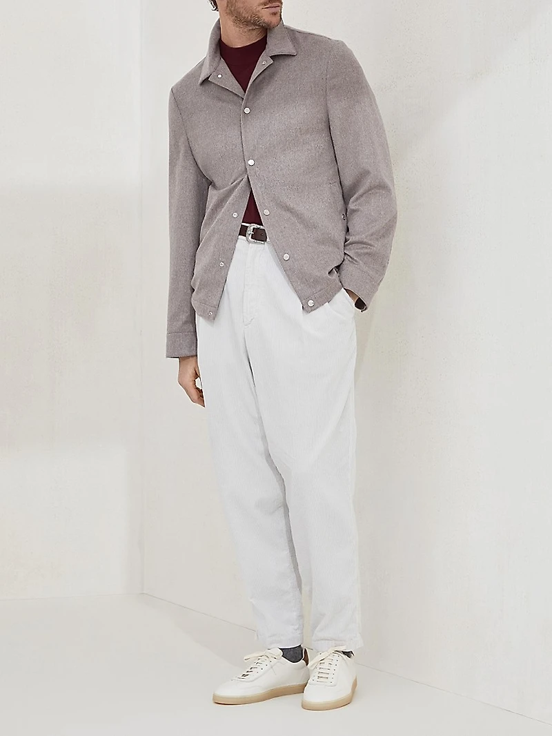 Lightweight Cashmere Flannel Shirt Style Outerwear Jacket
