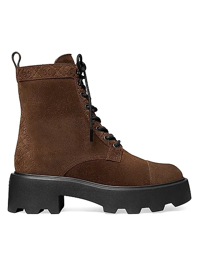 T Monogram 65MM Suede Lug-Sole Ankle Boots