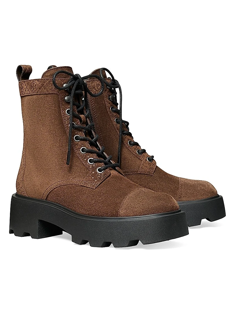 T Monogram 65MM Suede Lug-Sole Ankle Boots