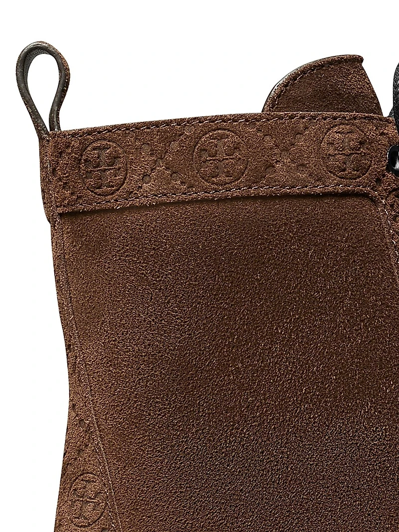 T Monogram 65MM Suede Lug-Sole Ankle Boots