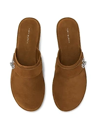 Turnlock Suede Mules