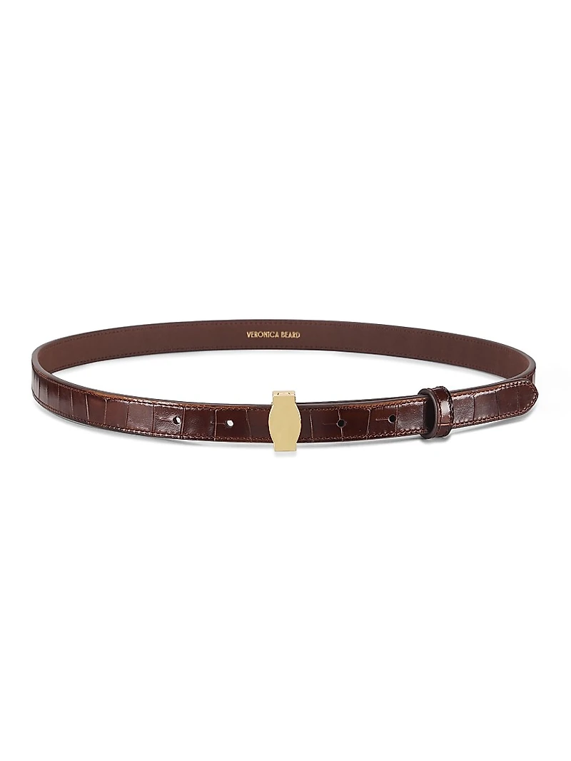 Dash Croc-Embossed Leather Belt