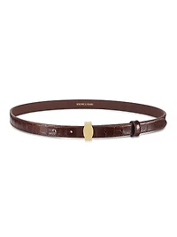 Dash Croc-Embossed Leather Belt
