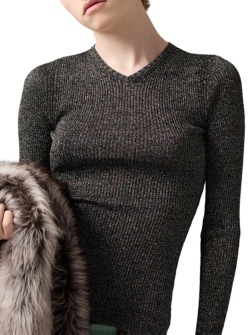 Lurex V Neck Sweater