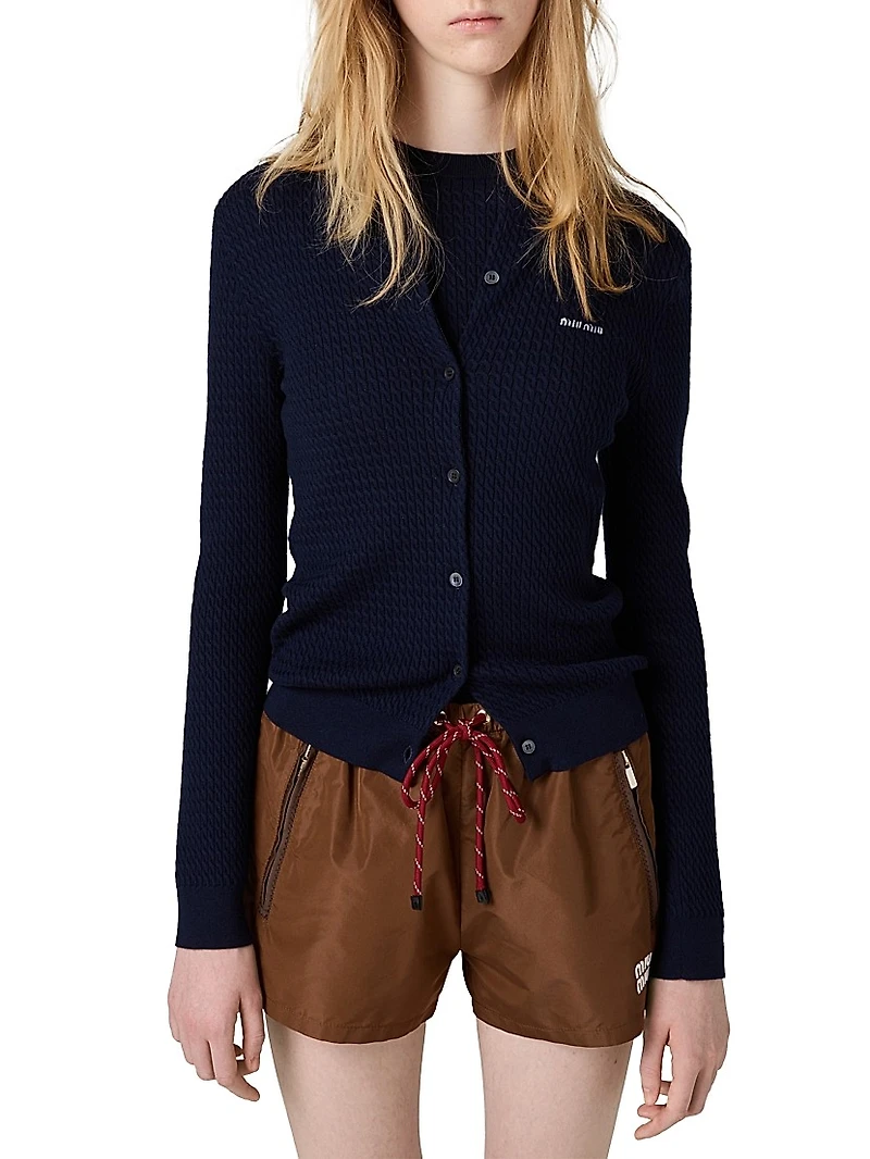 Cable-Knit Cashmere and Silk Cardigan